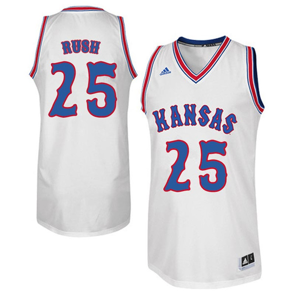 Men #25 Brandon Rush Kansas Jayhawks Retro Throwback College Basketball Jerseys Sale-White